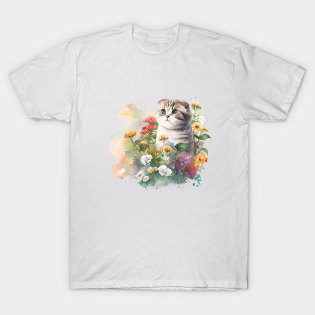 Scottish Fold cat T-Shirt by Mixtgifts